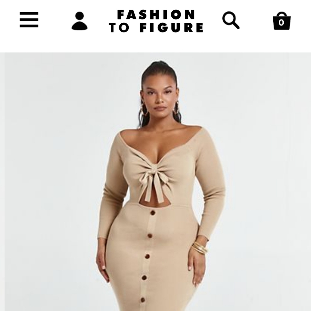FASHION TO FIGURE Tie Front Sweater Dress